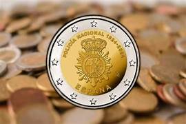 Moneda de dos euros conmemorativa Bicentenario Policía Nacional
